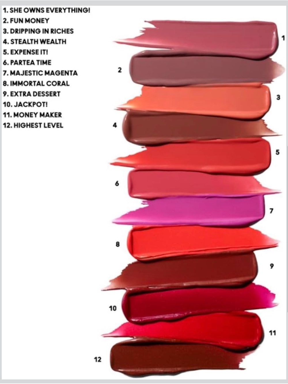 MAC Cosmetics 12 Lipstick Collection — Red, Coral, Pink, Mauve, Purple - Picture 3 of 4